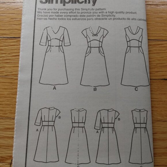 Dress Sewing Pattern Size 6-14 Simplicity 1882 Thin/Average Curvy Fitted UNCUT - Picture 9 of 10